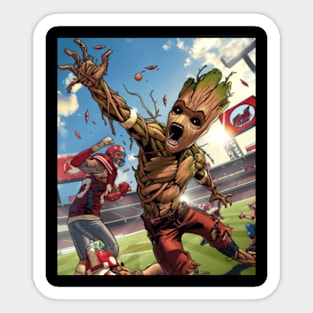 Root Around The Bases: Groot Vs Logo Sticker